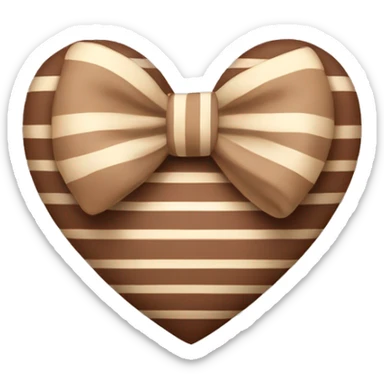 brown pastel heart with a beige striped bow sticker