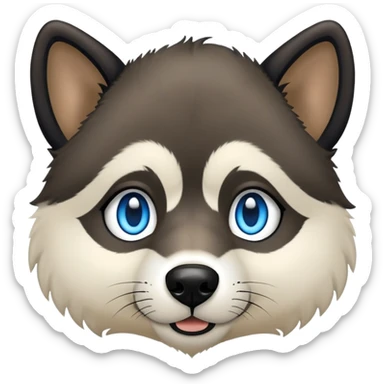 Wooly agouti husky with blue eyes and some black fur sticker
