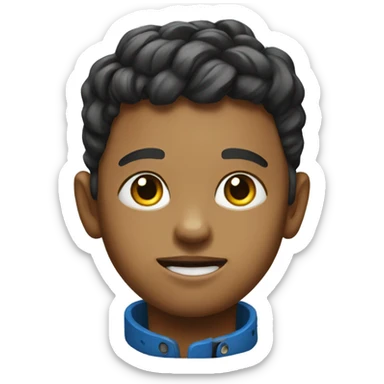 realistic portrait of a boy with a dog collar on sticker