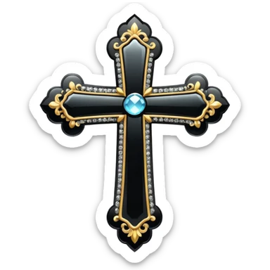 Glitter black cross sticker