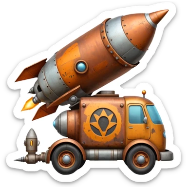 WW1-era Flintstones futuristic rocket-powered tall robot moving van (motto: Bombing creepy bugs is fun) sticker