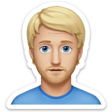 Genmoji style portrait of Logan Paul, blonde hair, blue eyes, short beard sticker