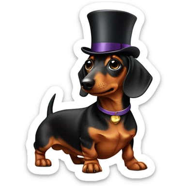 Dachshund with top hat sticker