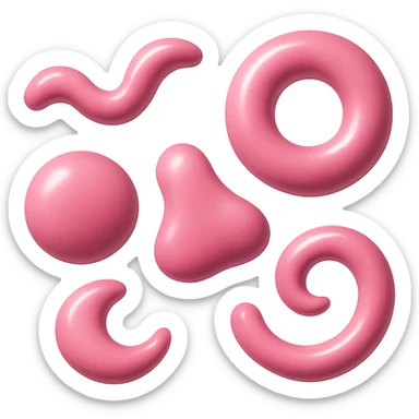 refined pink theme, abstract shapes, glossy highlights sticker