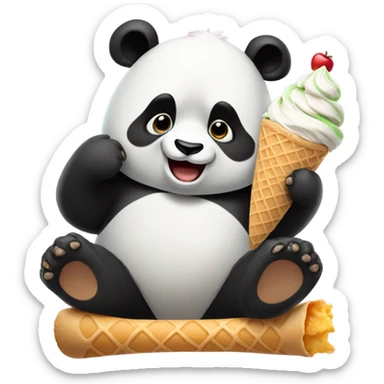 Panda eating ice cream sticker