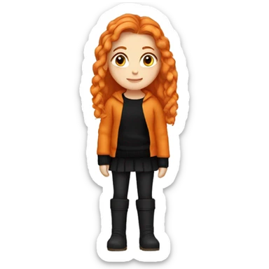 White girl orange hair blue eyes wearing sweater ugh boots and black leggings  sticker