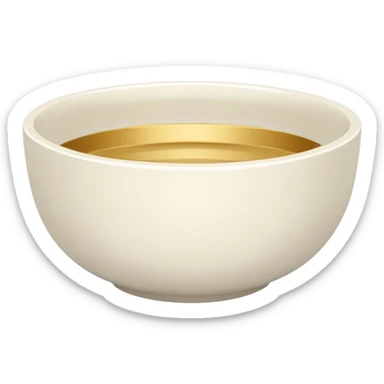 white bowl with flat gold color inside, no liquid, no gloss, minimal, simple, clear sticker