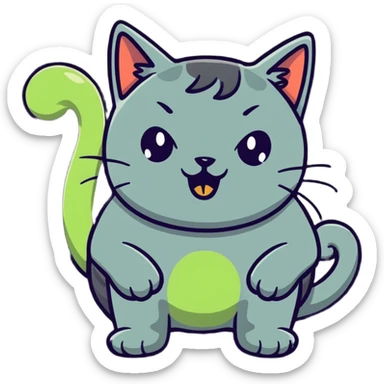 cat as Shrek with green ogre ears and playful expression sticker