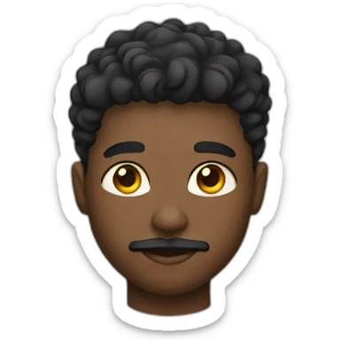 Black boy with a taper fade and a little mustache sticker