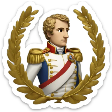 Laurel wreath on short hair serious napoleon bonaparte golden statue sticker