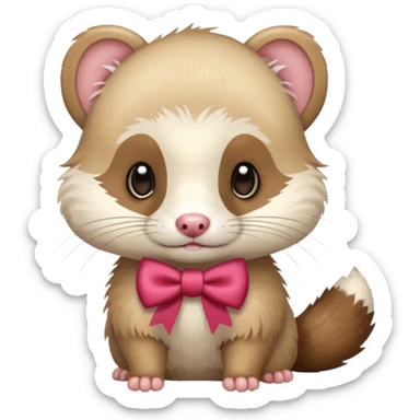 Ferret with a bow  sticker