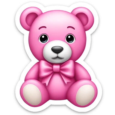 pink teddy with bow sticker