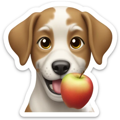 Dog eating apple sticker