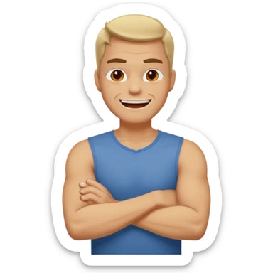 Arms crossed around neck angry laughing guy  sticker