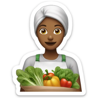 Une femme ideuse vegan qui mange des légume  sticker