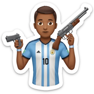 haz un turro con una biszera para atras y con un arma remera argentina pero arma de fuego sticker