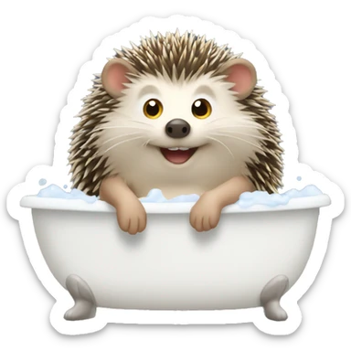 Hedgehog with bath sticker