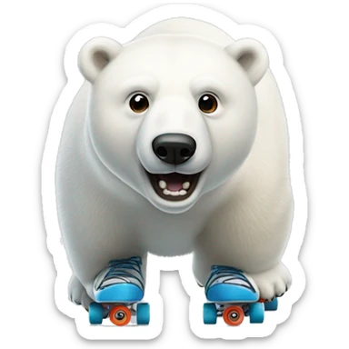 polar bear wearing roller skates  sticker