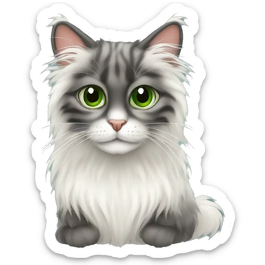 Gato angora tigreado negro con café ojos verdes  sticker