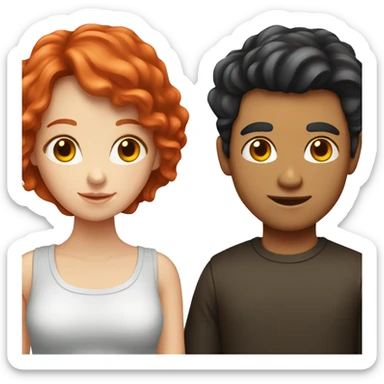 Red head girl and guy with dark hair couple sticker