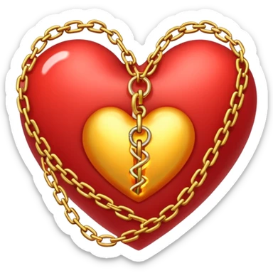 Heart wrapped in glowing chains, pulling apart sticker