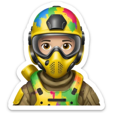 paintball player face shot with lots of colors sticker
