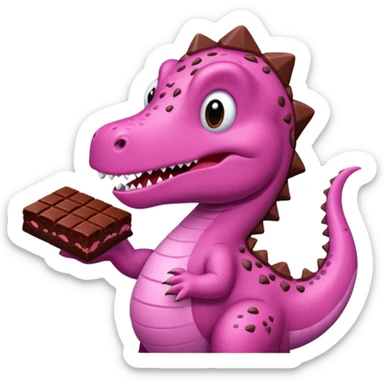 Pink dinosaur eating brownies sticker