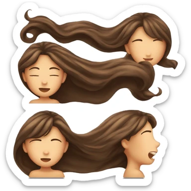 girl with long brown hair sends an air kiss sticker