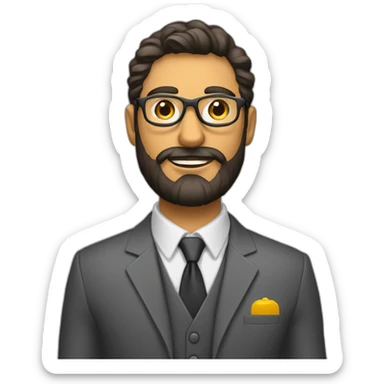 vendedor con barba y lentes con traje y con su mano levantada con el pulgar arriba sticker