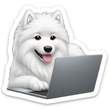 samoyed-working-on-laptop sticker