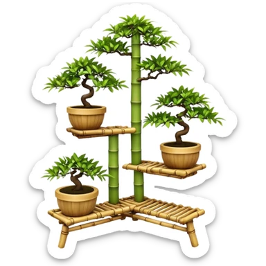 Three tiered bonsai planters stand made of inch thick bamboo  sticker
