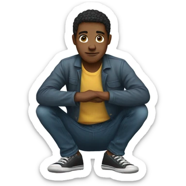 Person putting hands on his knees while standing sticker