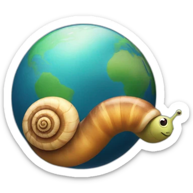 planet Earth with a cartoon pensive snail face sticker