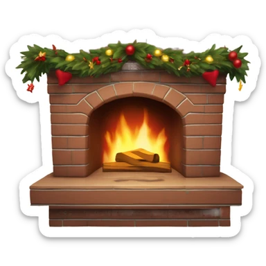 Brauner Kamin mit Holzelementen und weihnachtsstrümpfe die rot weiß gestreift sind  sticker