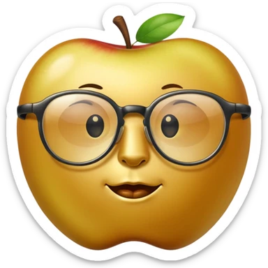 golden apple with glasses and no face sticker