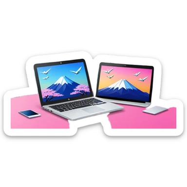 “VIBE25:Tokyo — neon cityscape 🌆 + Mount Fuji 🗻 + cherry blossoms 🌸 + laptops 💻 + origami cranes 🕊️, modern meets traditional, bold and futuristic.” sticker