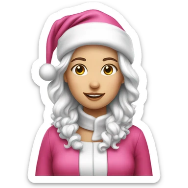 White Santa girl pink sticker