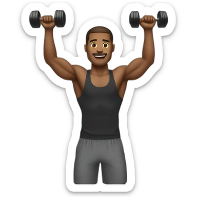 guy workout in gym with dumbell shoulder press sticker