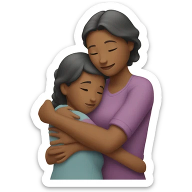 Mom and daughter hugging sticker