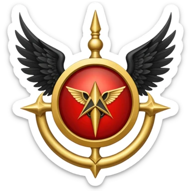 Holy Emblem with black wings and horn and red tetragrammaton in the middle sticker