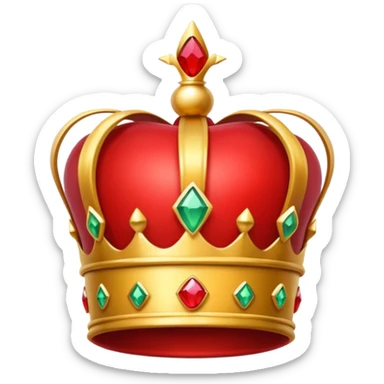 A red crown in the style of apple emojis, with a gem on the left sticker