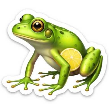 Frog with a lemon as its body sticker