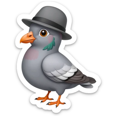 toon pigeon wearing a hat sticker