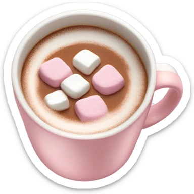 Light Pink mug of hot chocolate with marshmallows  sticker