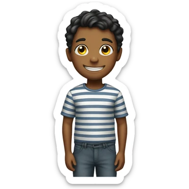 smiling boy in striped shirt sticker