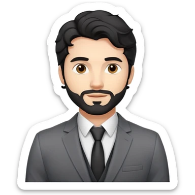 Headshot portrait of a professional 35-year-old man with black wavy hair, stubble, strong jawline, white skin tone, wearing smart casual business attire with blazer, confident and charismatic expression, suitable for a professional speaker profile sticker