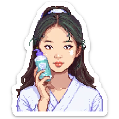 Asian girl doing skincare sticker