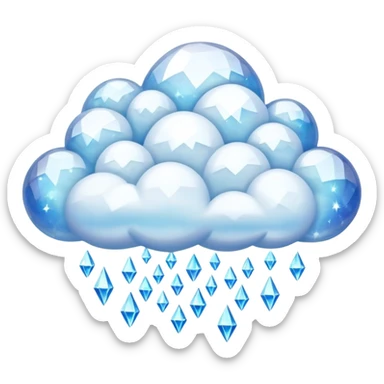 glittering crystal cloud with shiny facets floating in the sky sticker