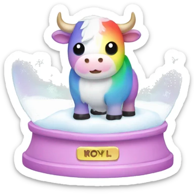 Kawaii rainbow pastel bull in snow globe  sticker