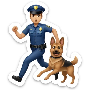 Police with dog is angry and police is running sticker